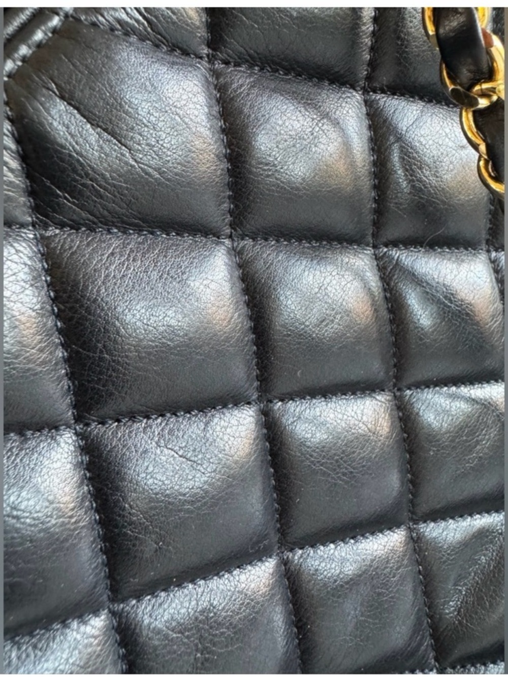 CHANEL Lambskin Black Quilted Leather Shoulder Bag with Gold Chain Straps - Picture 14 of 16
